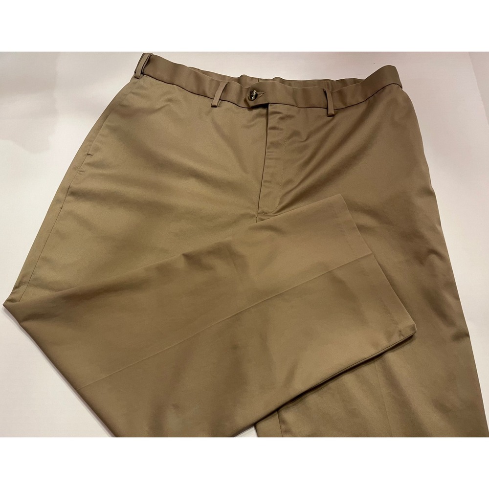 Perry Ellis Portfolio Mens 38x29 Khaki Tan Dress Pants Flat Front Straight Leg